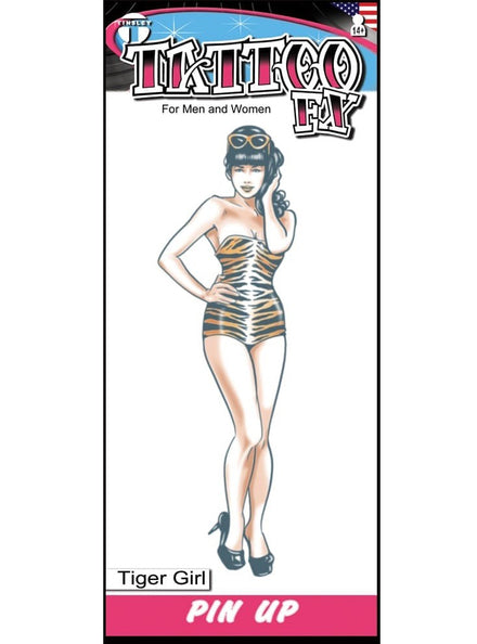 Tinsley Transfers Pin Up Tiger Girl Realistic Temporary Tattoo - Main Image