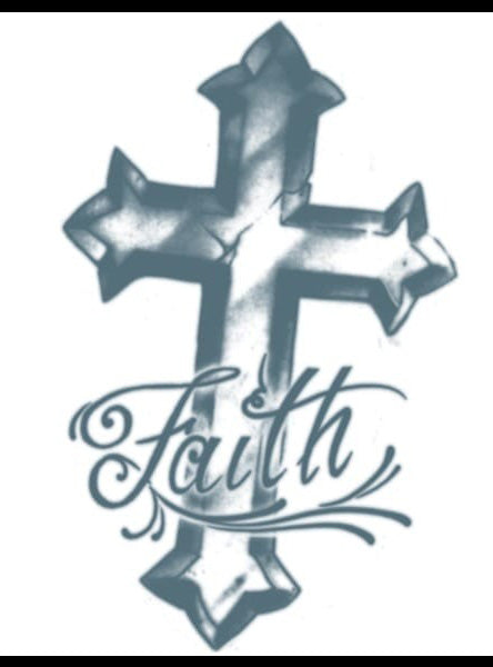Tinsley Transfers Prison Faith Cross Premium Temporary Tattoo - Close Image