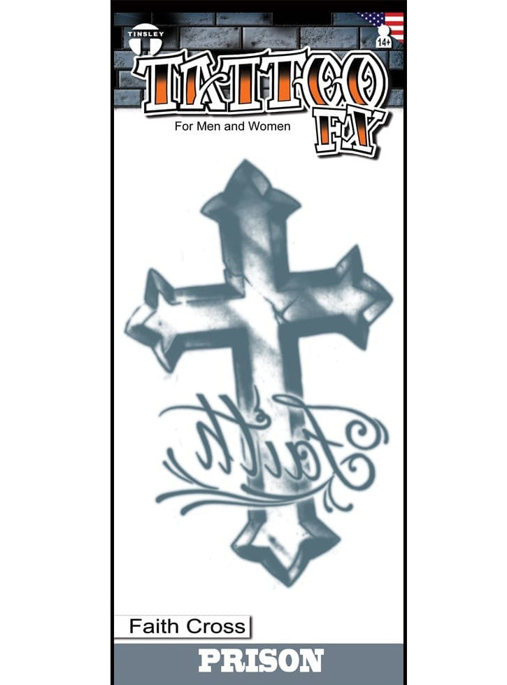 Tinsley Transfers Prison Faith Cross Premium Temporary Tattoo - Main Image