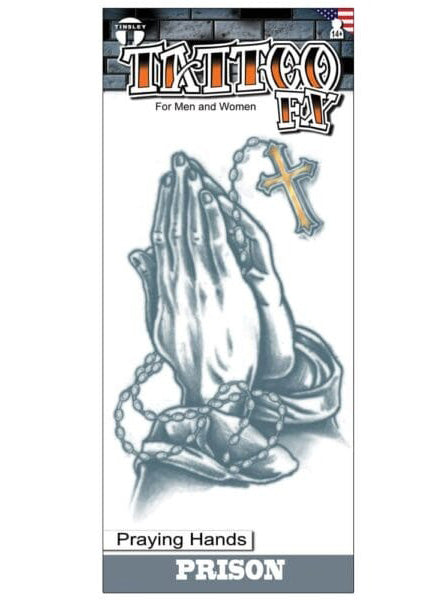 Tinsley Transfers Prison Praying Hands Premium Temporary Tattoo - Main Image
