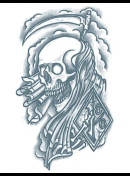 Tinsley Transfers Prison Reaper Premium Temporary Tattoo - Close Image