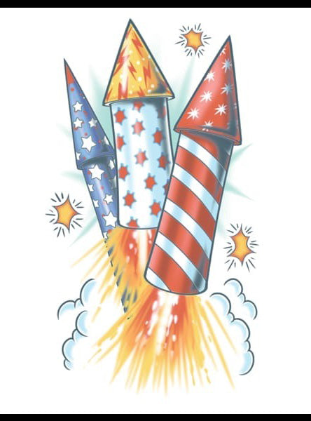 Tinsley Transfers Rockets Stars and Stripes Realistic Temporary Tattoo - Alternative Image