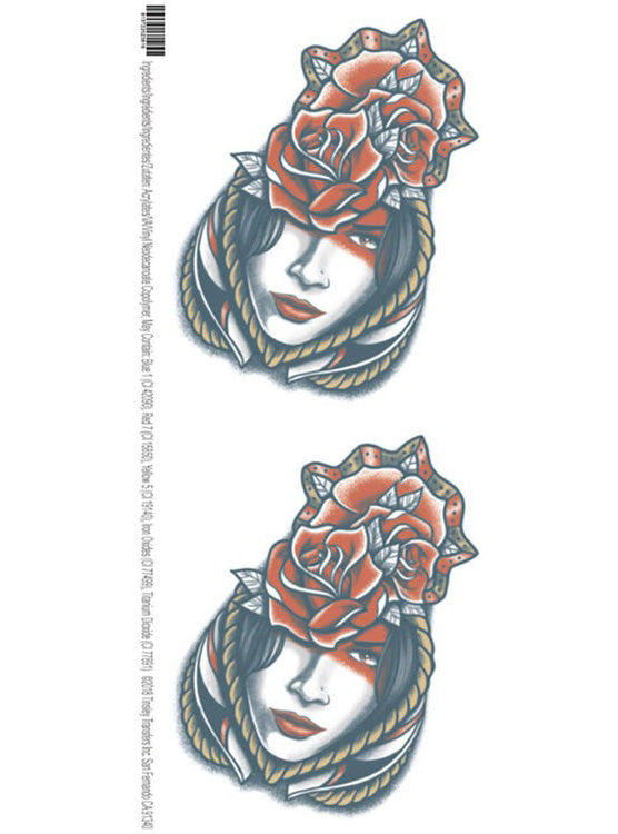 Tinsley Transfers Rose Girl Realistic Temporary Tattoo - Alternative Image