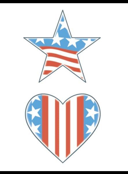 Tinsley Transfers Stars Stripes and Heart Realistic Temporary Tattoo - Alternative Image