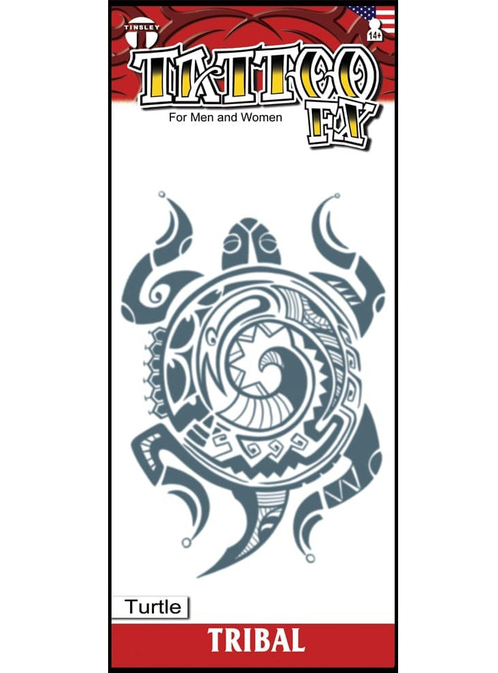 Tinsley Transfers Tribal Turtle Deluxe Temporary Tattoo - Main Image