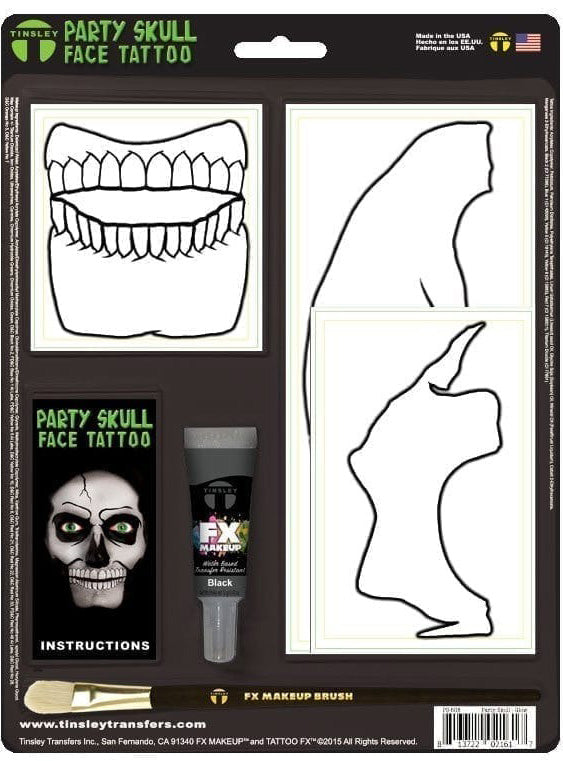 Tinsley Transfers White Party Skull Tattoo and Makeup Set - Alternative Image