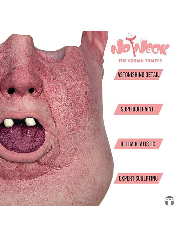 Tinsley No Neck Fat Man Premium Half Face Latex Mask - Details Image