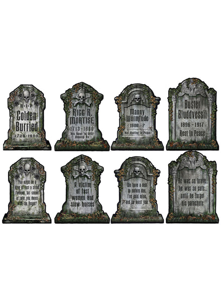 Pack of 4 Halloween Double Sided Tombstone Cut Outs - Main Image