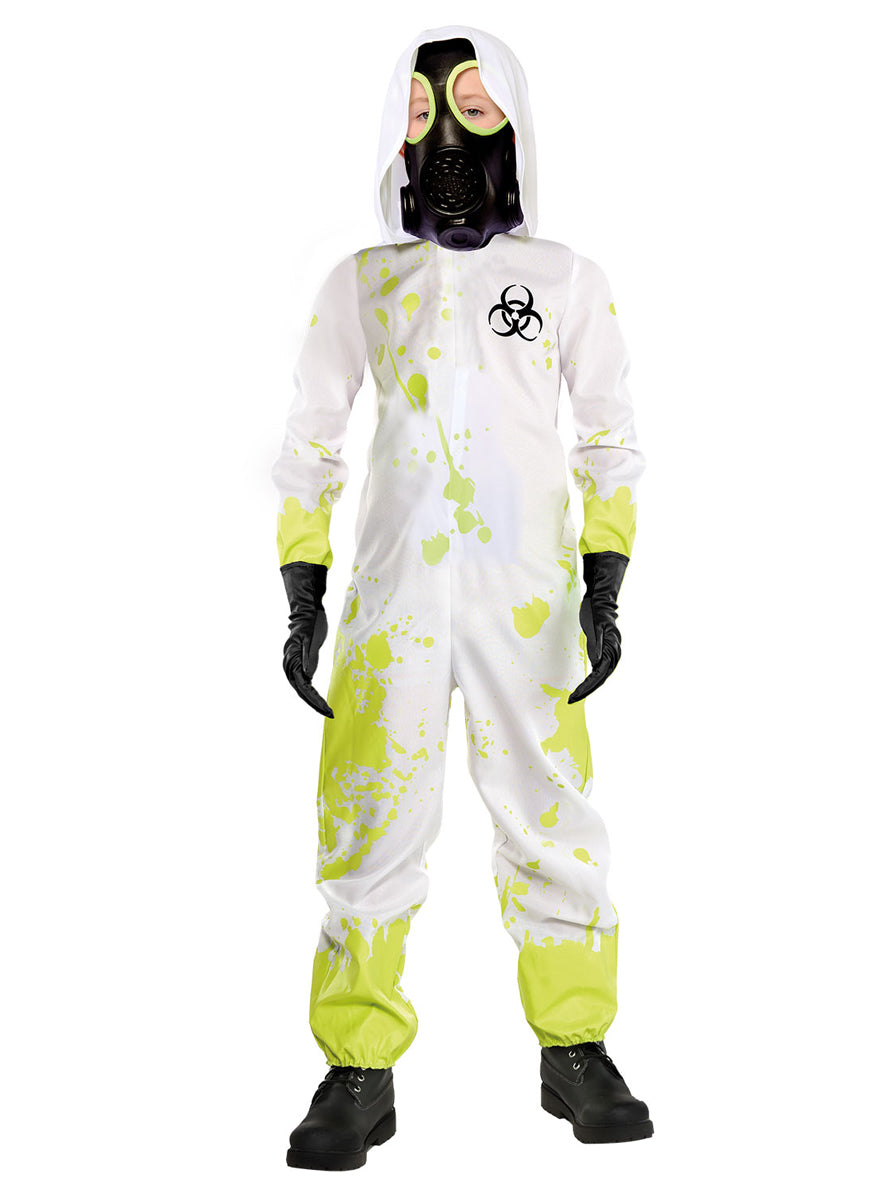 Boys White Toxic Waste Hazmat Suit Costume - Main Image