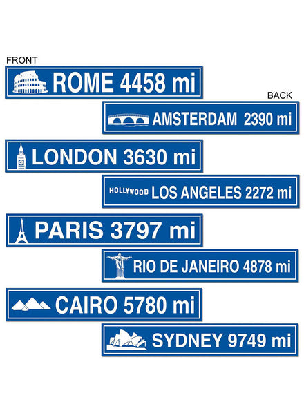 Around the World Street Sign Cut Outs - Main Image