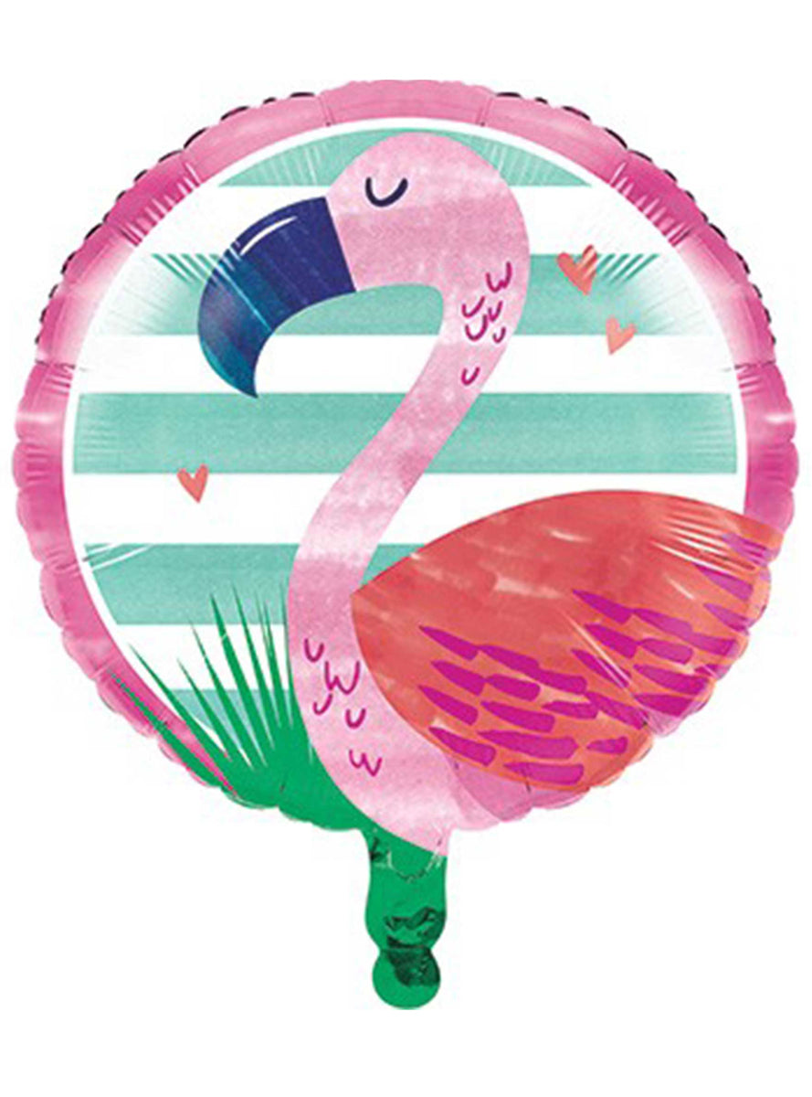 Tropical Party Flamingo Print 45cm Round Self Sealing Foil Balloon - Main Image