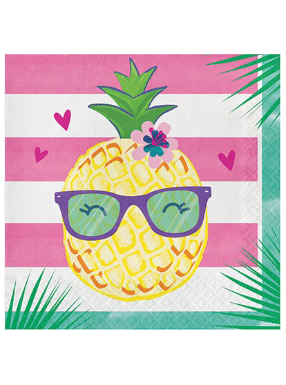 Tropical Party Pineapple Print 16 Pack Lunch Napkins – Main Image