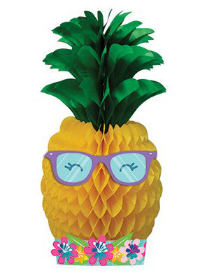 Tropical Party Pineapple Shaped 45cm Honeycomb Centrepiece – Main Image