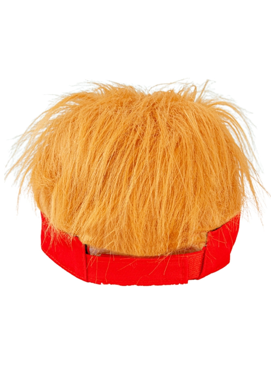 Trump Visor Mens Adults Novelty Costume Hat With Orange Hair - Back Image