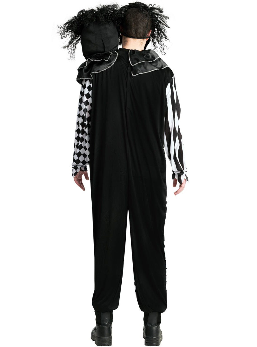 Plus Size Mens Double Headed Halloween Clown Costume - Back Image