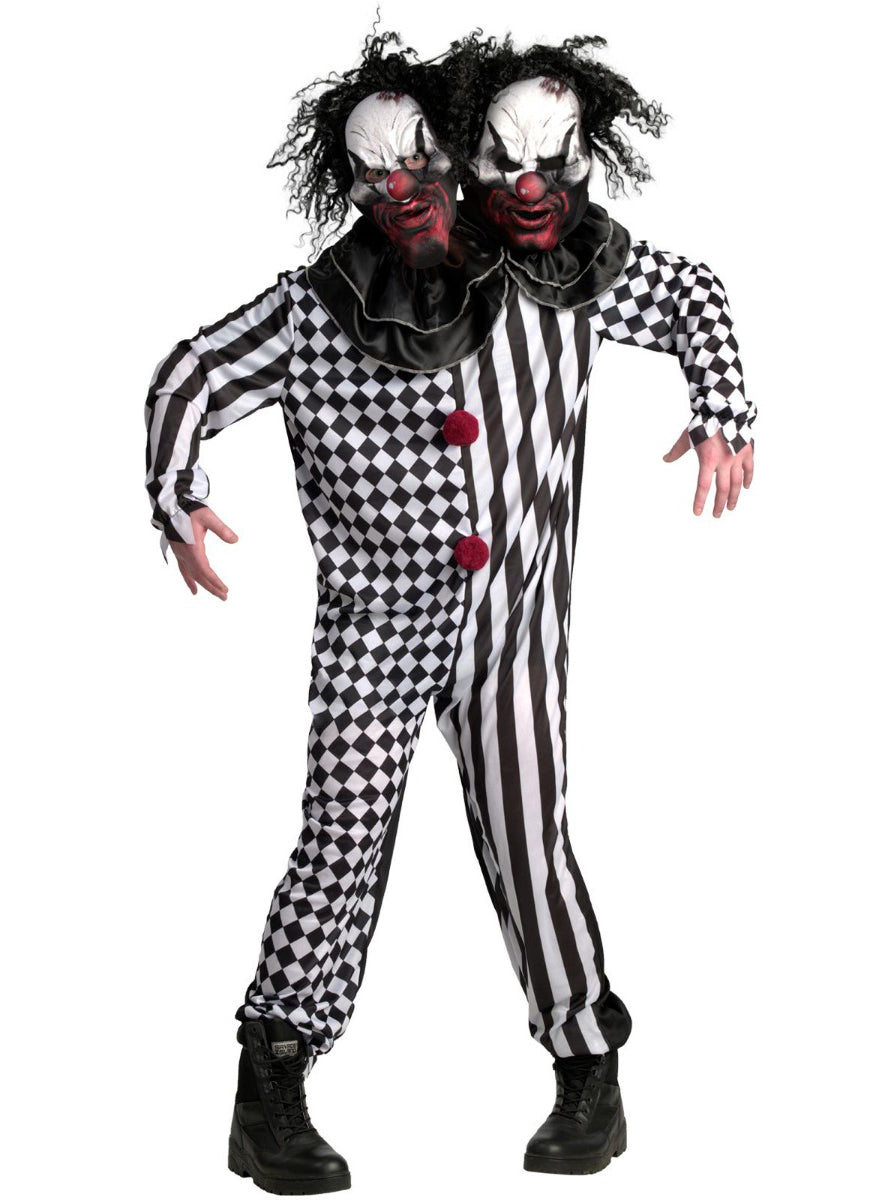 Plus Size Mens Double Headed Halloween Clown Costume - Main Image