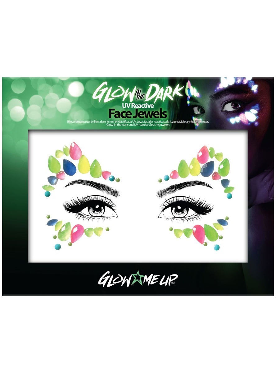 UV Reactive and Glow in the Dark Petal Face Jewels - Main Image