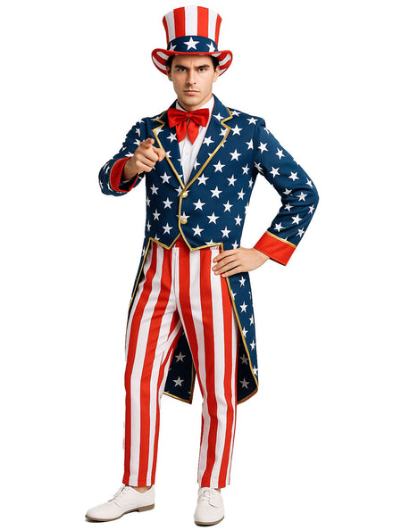 Plus Size Mens Deluxe American Patriotic Uncle Sam Costume
