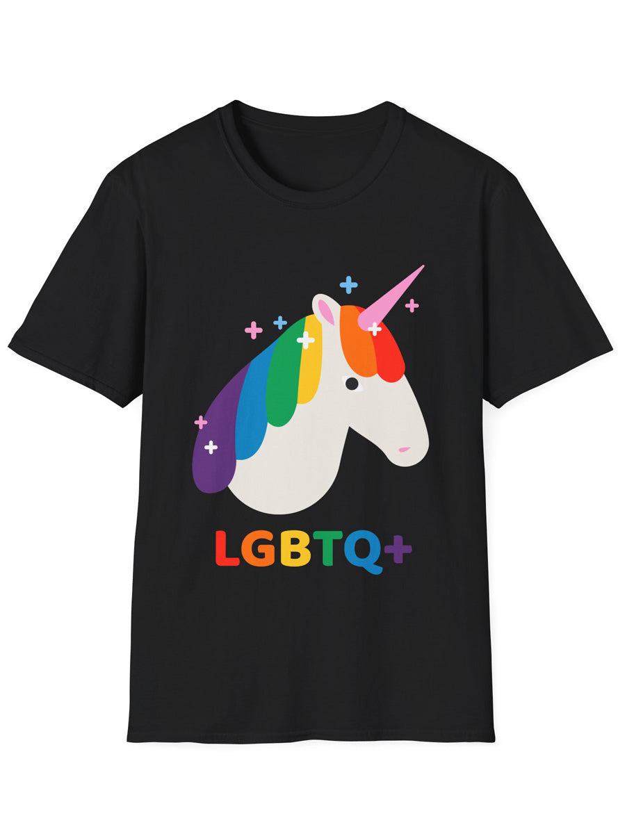 Unicorn LGBTQ Adults Black Plus Size TShirt - Front Image