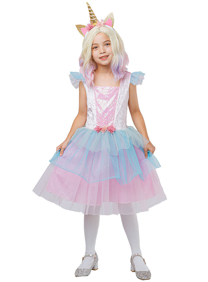 Girls Pastel Rainbow Unicorn Costume | Kids Unicorn Dress Girls Pastel Rainbow Unicorn Costume | Kids Unicorn Dress