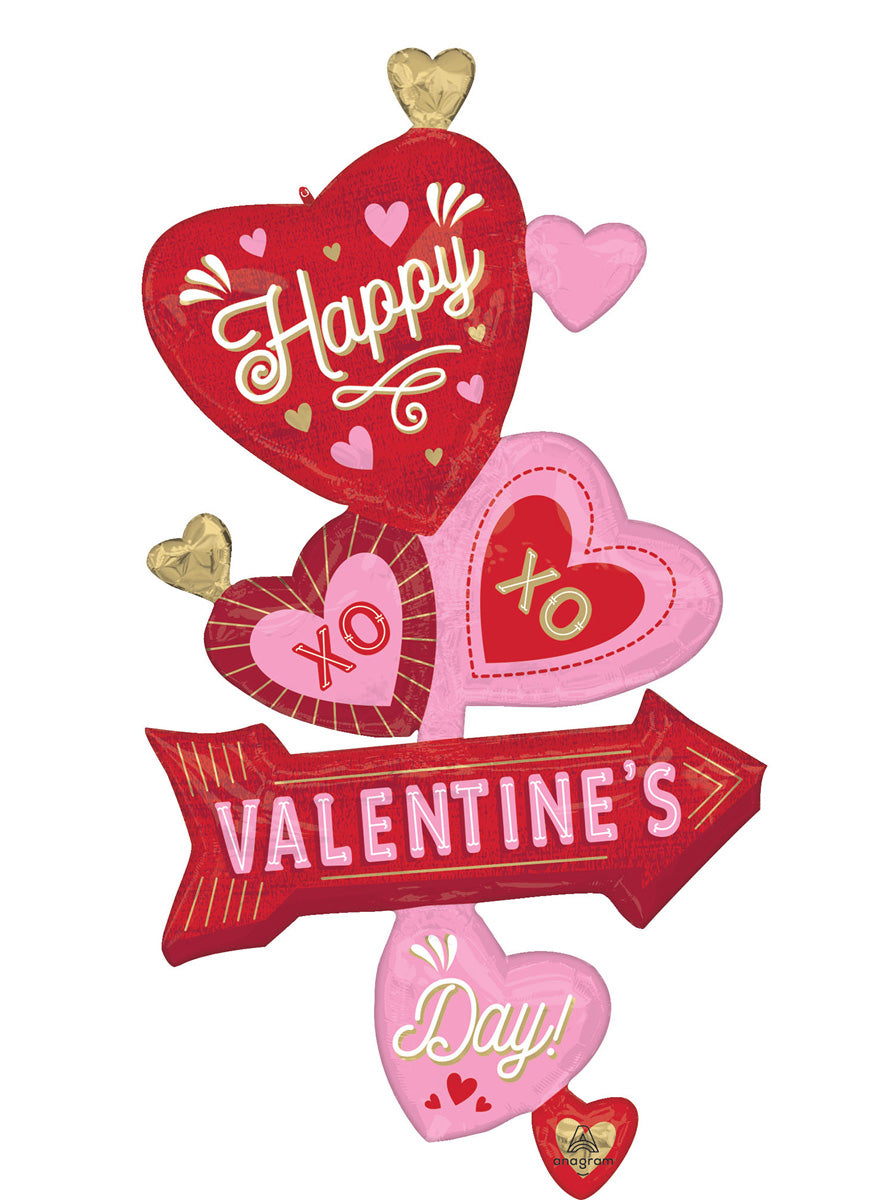 Valentines Day Arrow 132cm Giant Foil Multi Balloon - Main Image