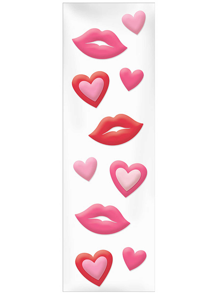 Valentines Day Hearts And Lips Gel Window Clings - Main Image