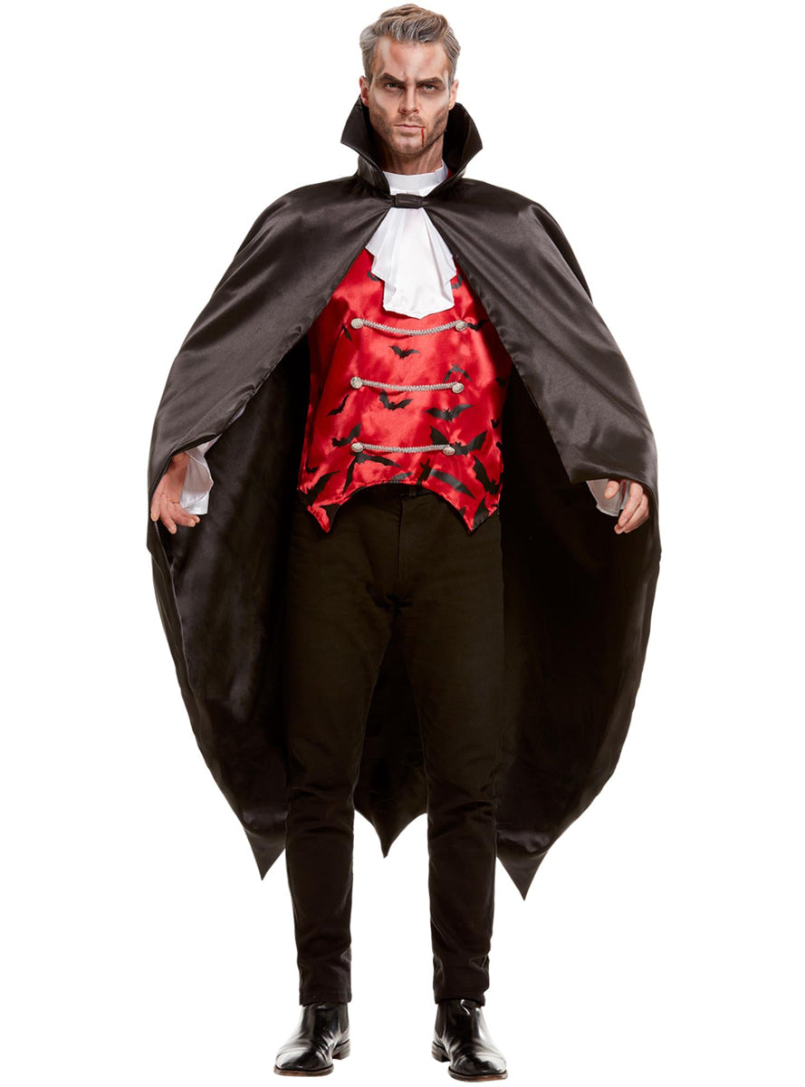 Mens Black Vampire Bat Halloween Costume Cape - Alternative Image