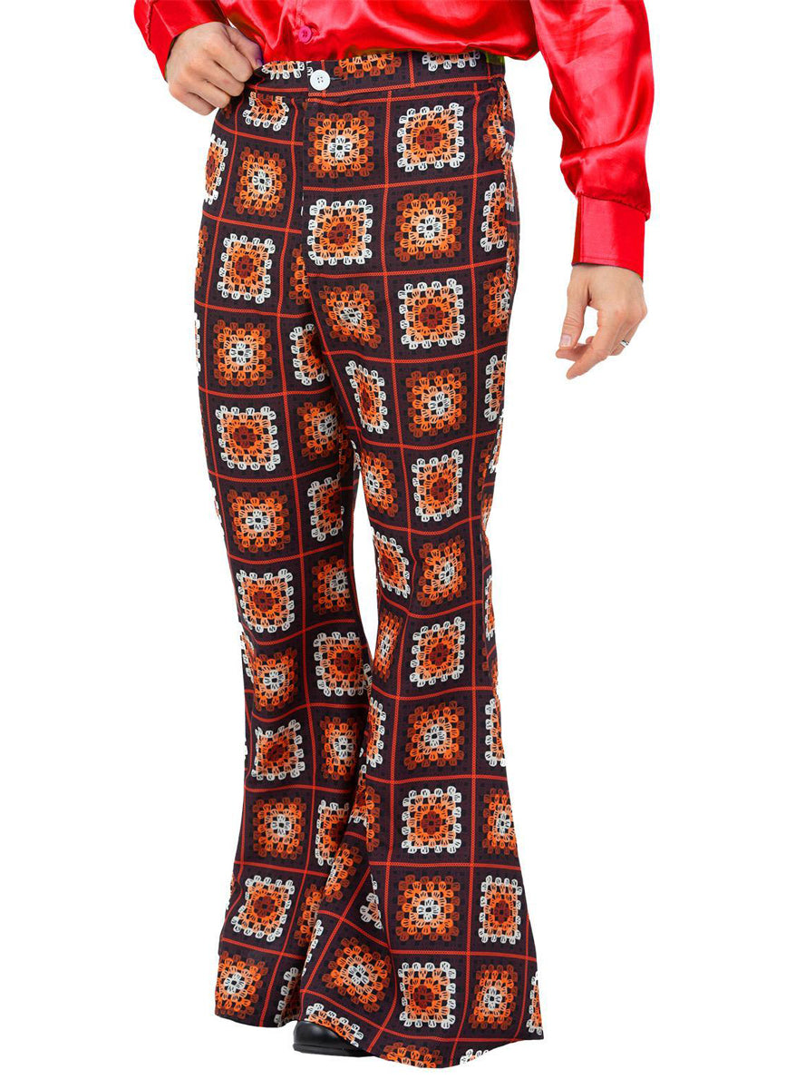 mens 1960s flared crochet pants - Main image