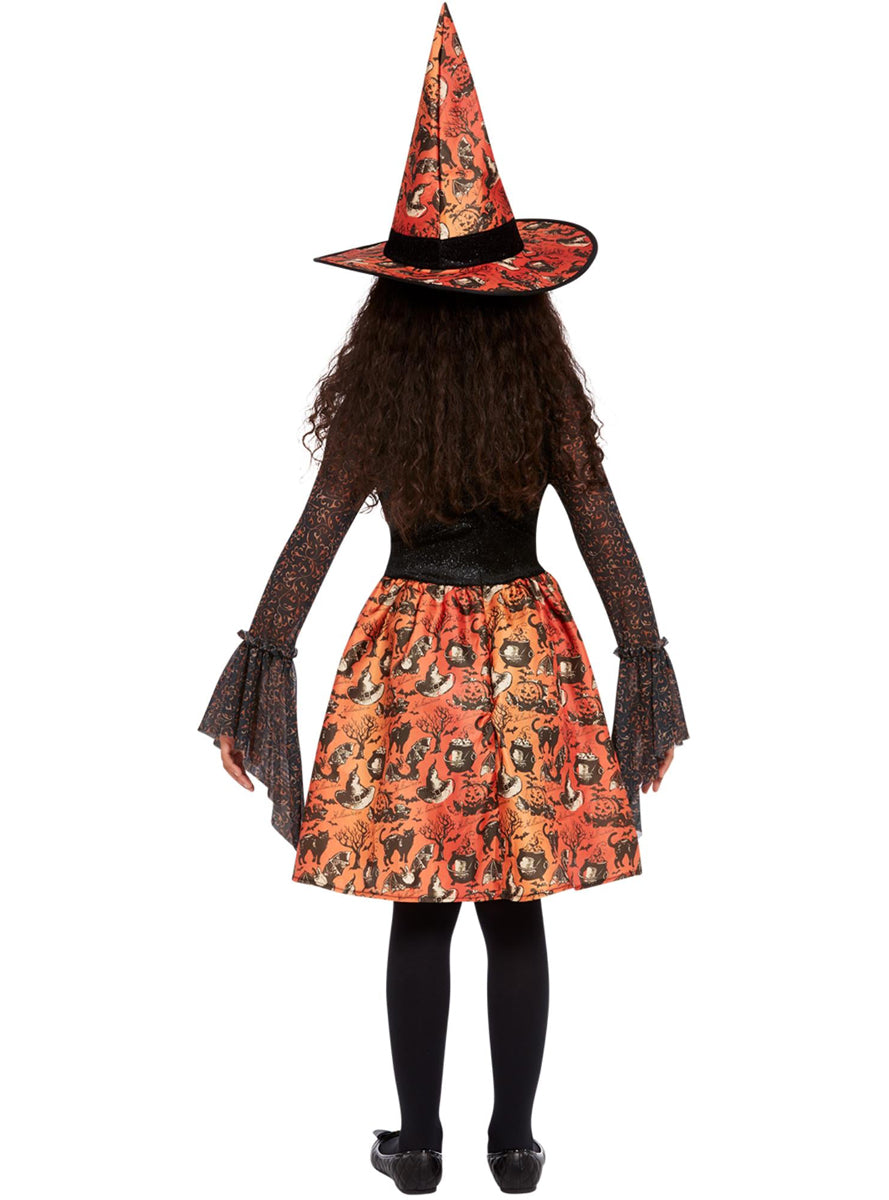 Vintage Witch Girls Halloween Costume - Back Image