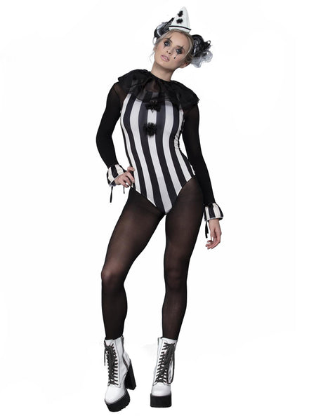 Pierrot Clown Womens Sexy Bodysuit Costume - Main Image