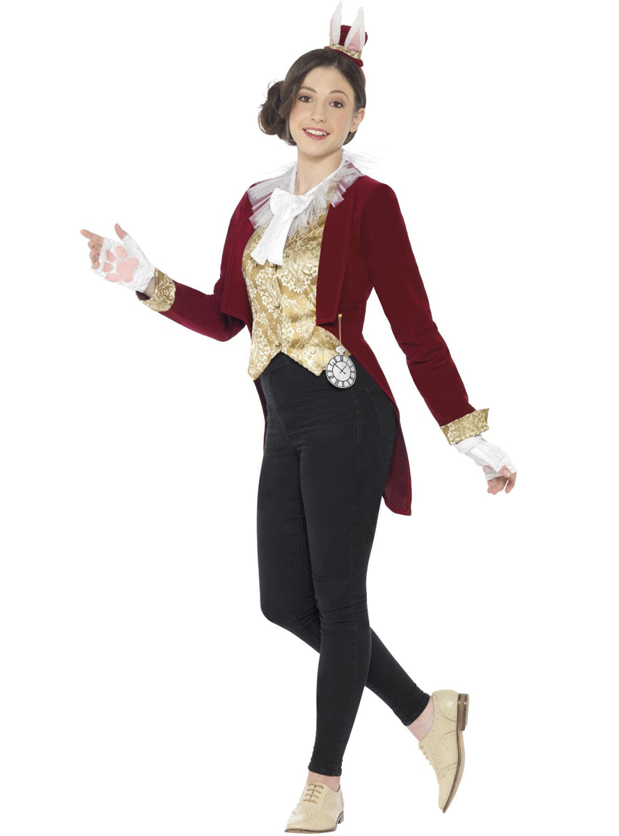 White Rabbit Teen Girls Wonderland Book Week Costume - Front Image