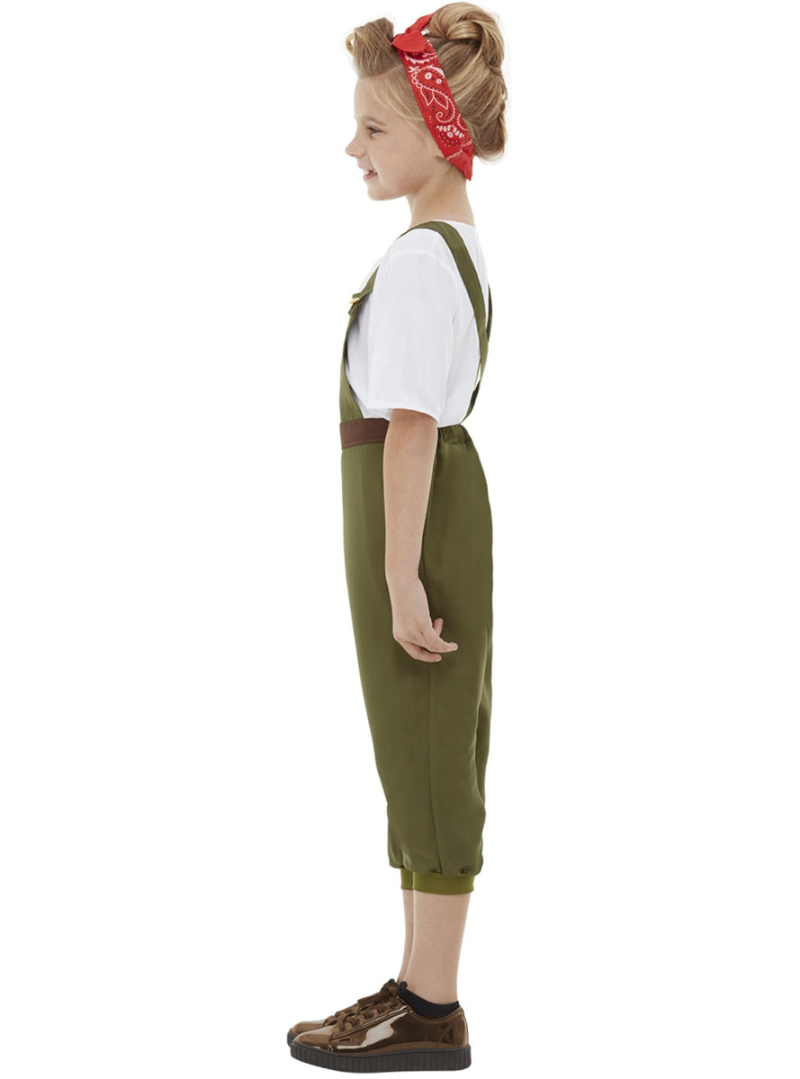 Girls WW2 Land Girl 1940s Costume - Side Image