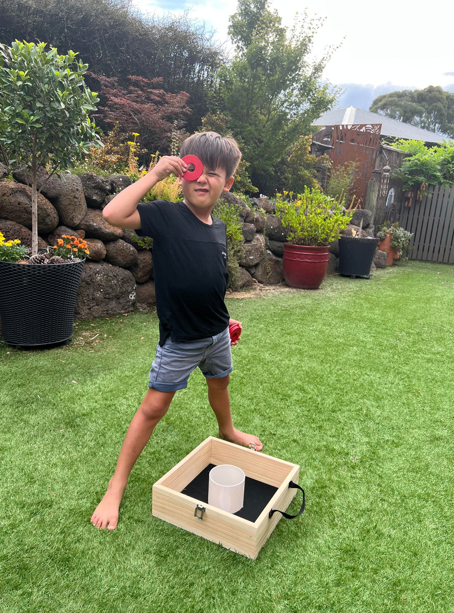 Washers Wooden Outdoor Throwing Party Game - Lifestyle Image 2