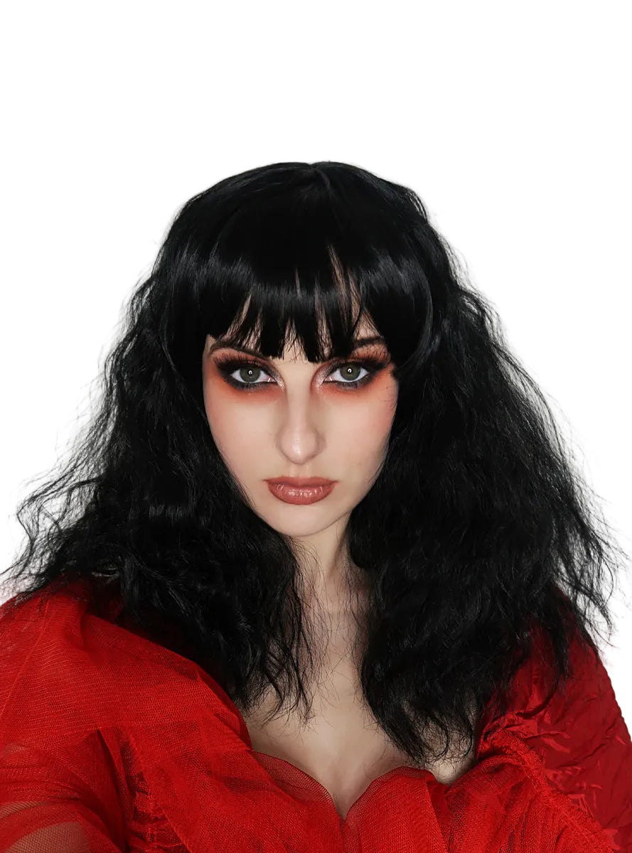 Wavy Witch Womens Black Costume Wig With Fringe - Alternative Image 2
