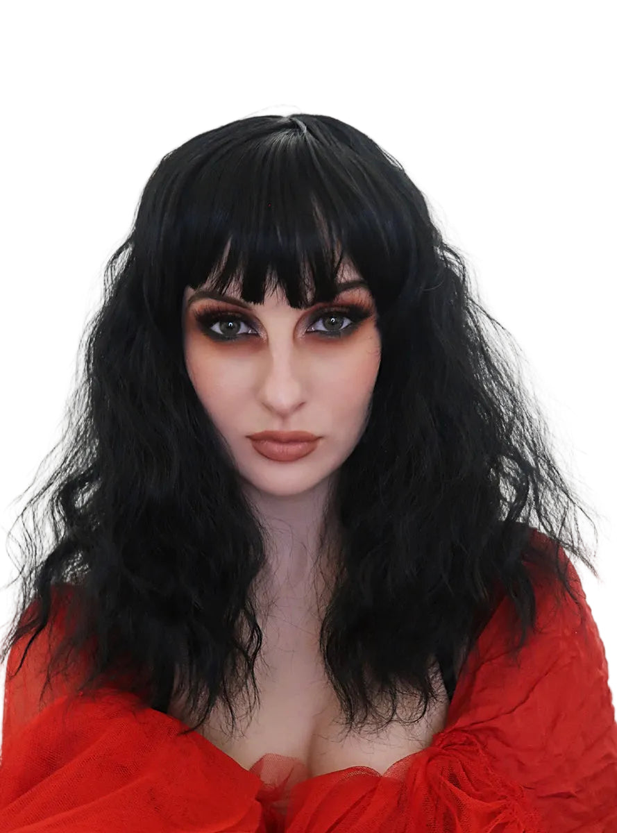 Wavy Witch Womens Black Costume Wig With Fringe - Alternative Image 3