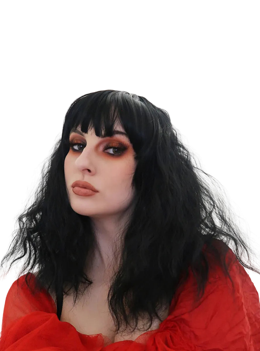 Wavy Witch Womens Black Costume Wig With Fringe - Alternative Image 4