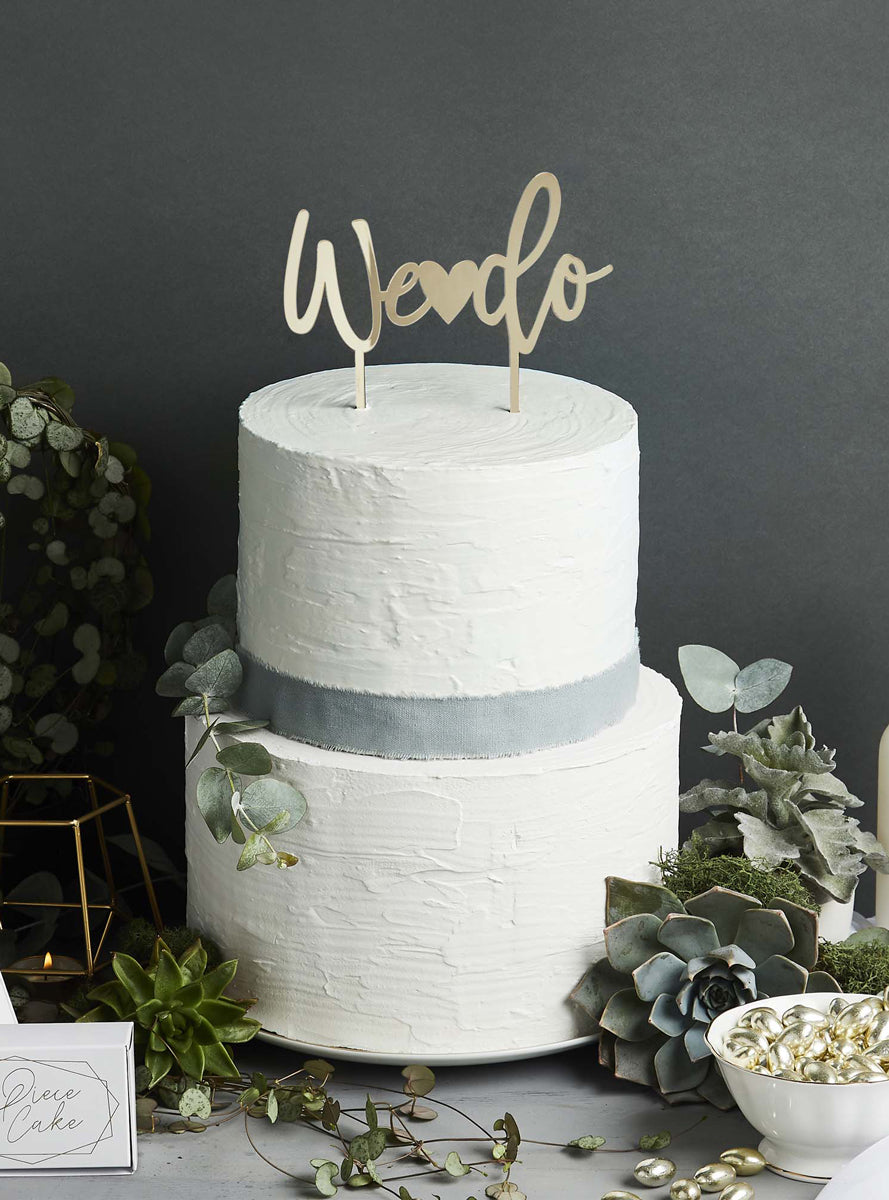 We Do 16cm Gold Acrylic Cake Topper - Lifestyle Image