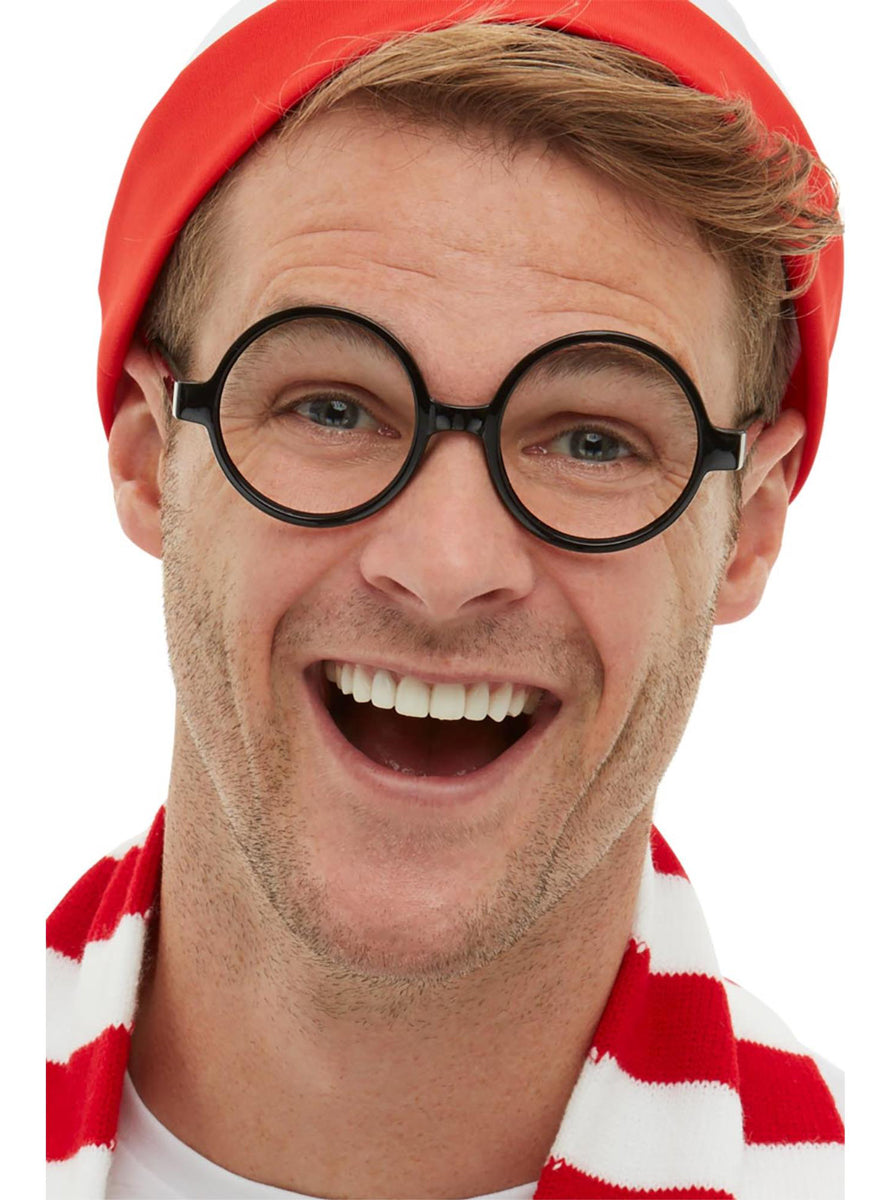 Black Framed Adults Wheres Wally Costume Glasses - Main Image