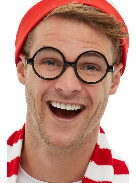 Black Framed Adults Wheres Wally Costume Glasses - Main Image