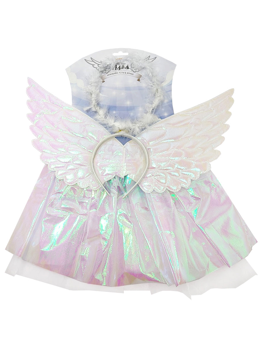Image of Shimmer Angel Girls Wings Halo And Skirt Costume Accessory Set