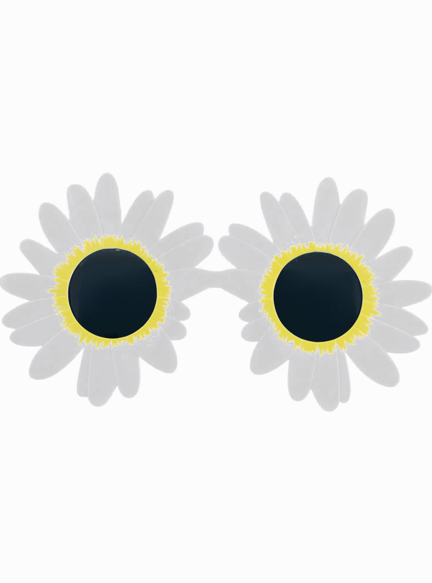 White Daisy Flower 70s Costume Glasses - Alternative Image