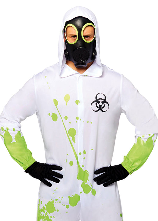 Main image of Toxic Waste Spill Mens White Hazmat Suit Plus Size Halloween Costume Close Image