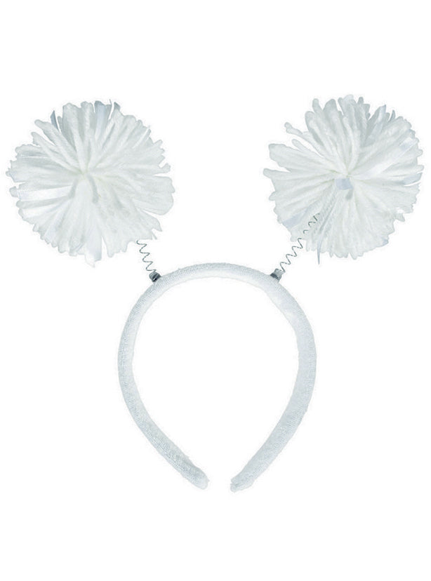 White Headbopper Headband with Pom Poms