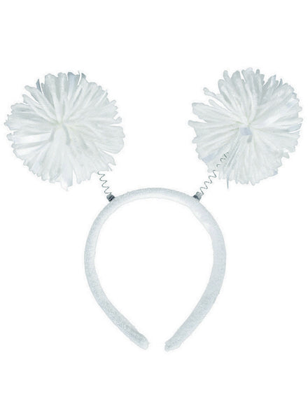 White Headbopper Headband with Pom Poms