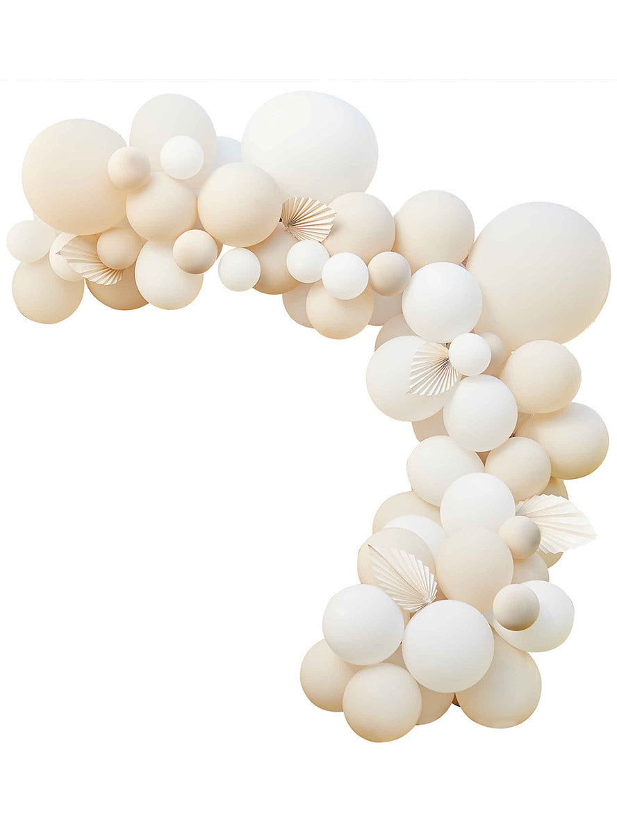 Balloon Arch Kit in Cream and White with Fans - Main Image