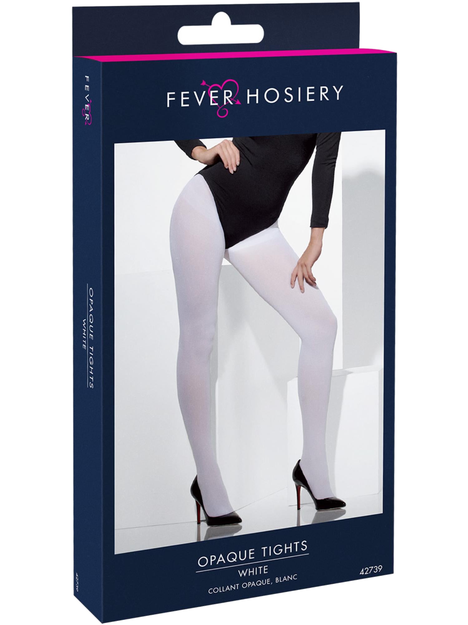 Opaque Full Length Womens White Stockings - Packaging Image