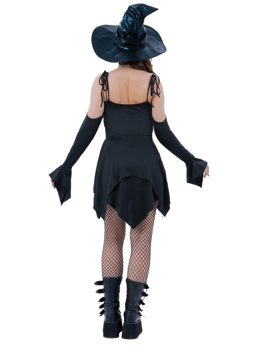 Plus Size Womens Sexy Black Wicked Witch Halloween Costume - Back Image
