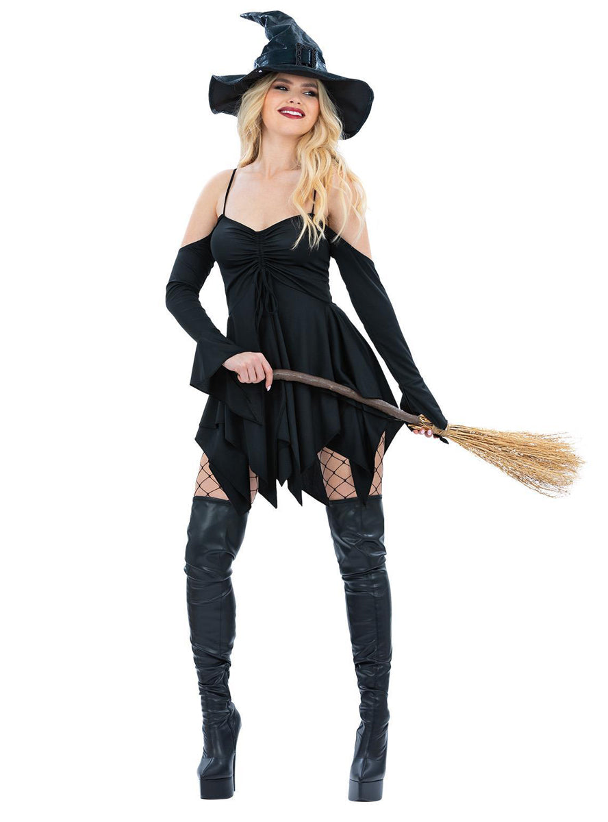 Plus Size Womens Sexy Black Wicked Witch Halloween Costume - Main Image