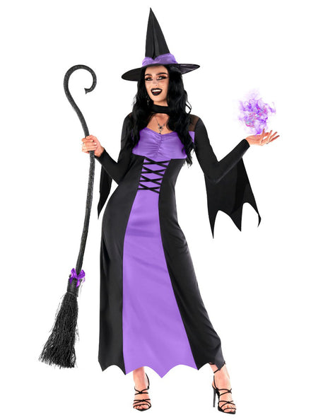 Purple and Black Wicked Witch Womens Costume - Main Image