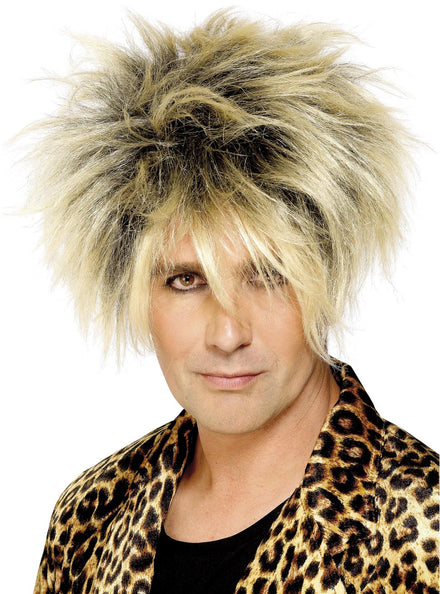 Mens Blonde Wild Boy 80s Costume Wig